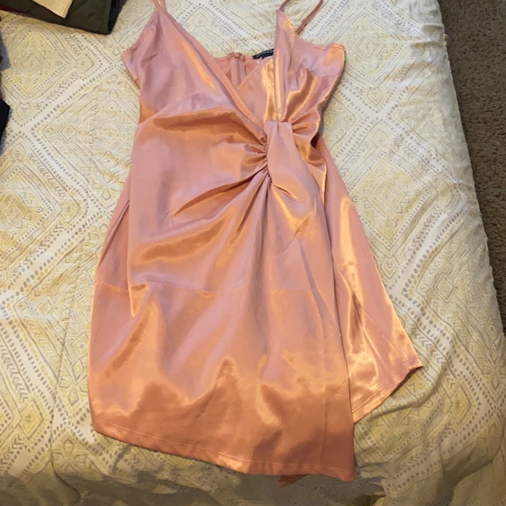 Stretch satin wrap dress